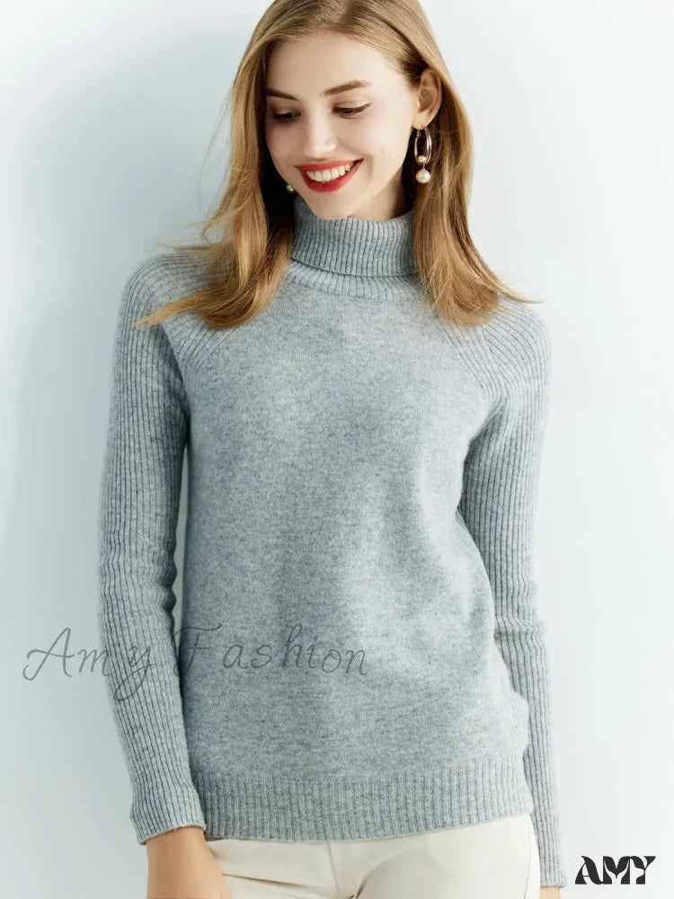 Cashmere Women's Knitted 100% Merino Wool Long Sleeve Vintage Autumn Winter Clothes Cozy Sweater