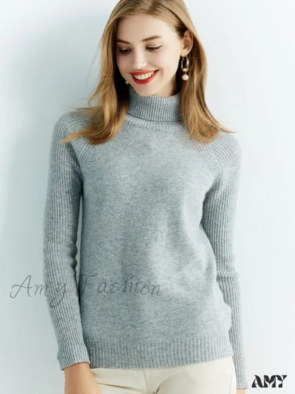 Cashmere Women's Knitted 100% Merino Wool Long Sleeve Vintage Autumn Winter Clothes Cozy Sweater