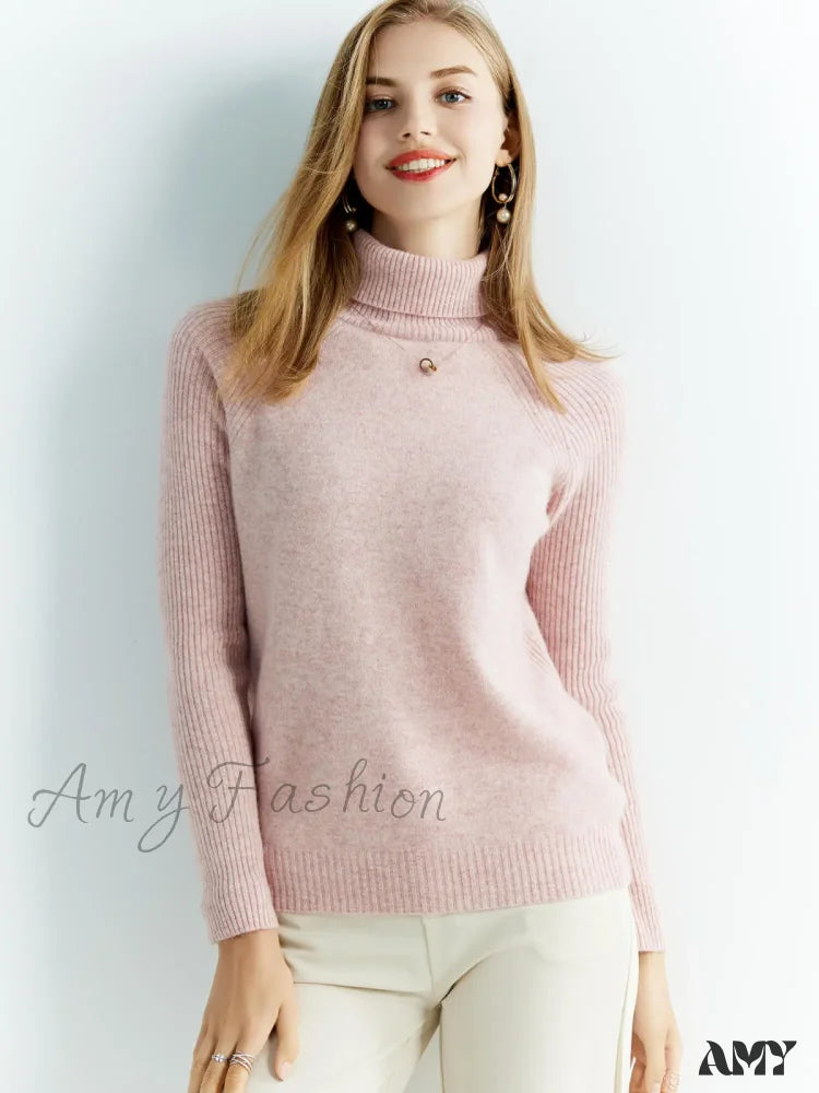 Cashmere Women's Knitted 100% Merino Wool Long Sleeve Vintage Autumn Winter Clothes Cozy Sweater