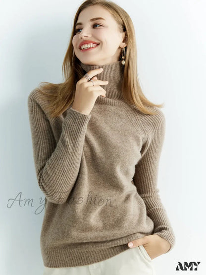 Cashmere Women's Knitted 100% Merino Wool Long Sleeve Vintage Autumn Winter Clothes Cozy Sweater