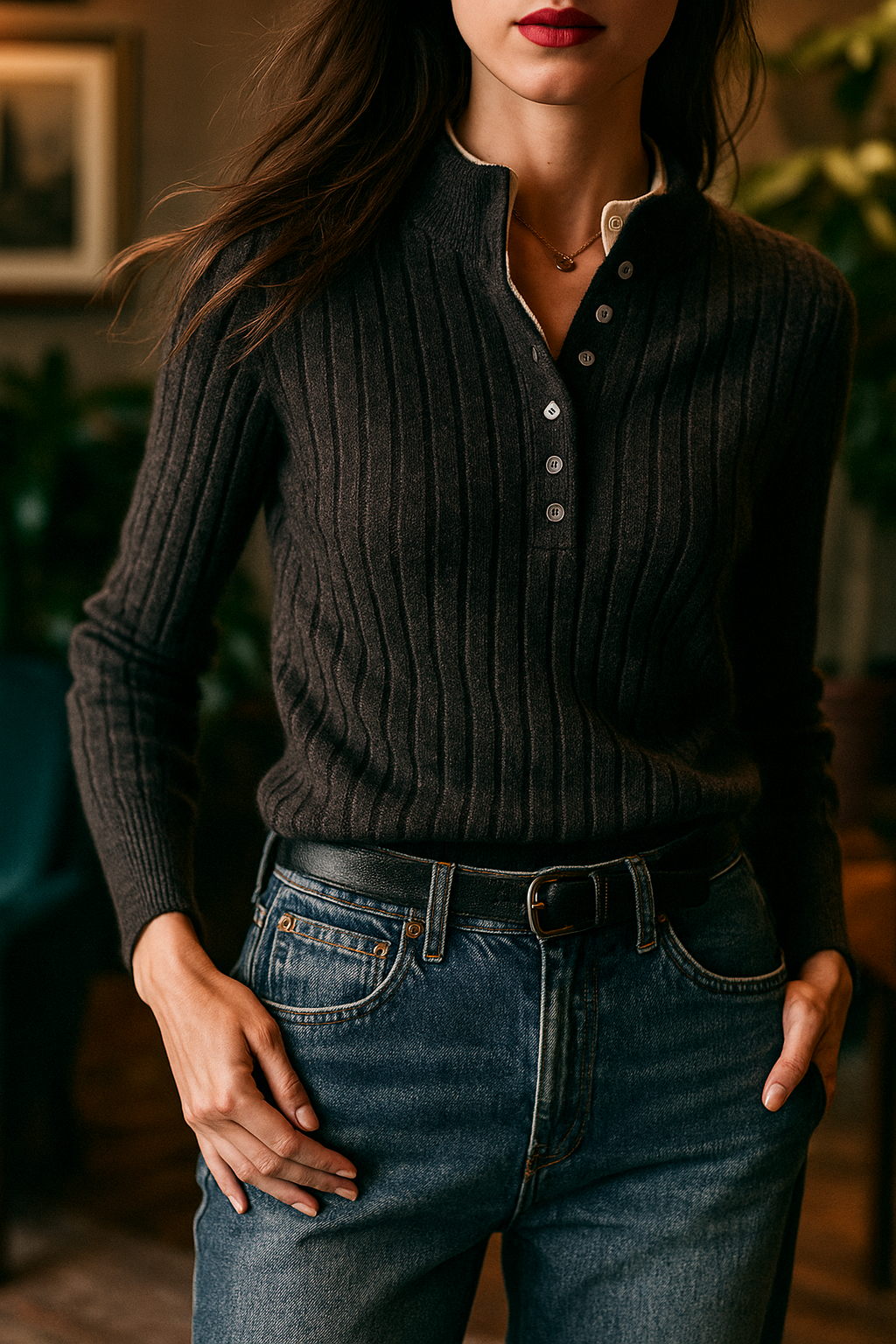 | Ribbed Wool Polo