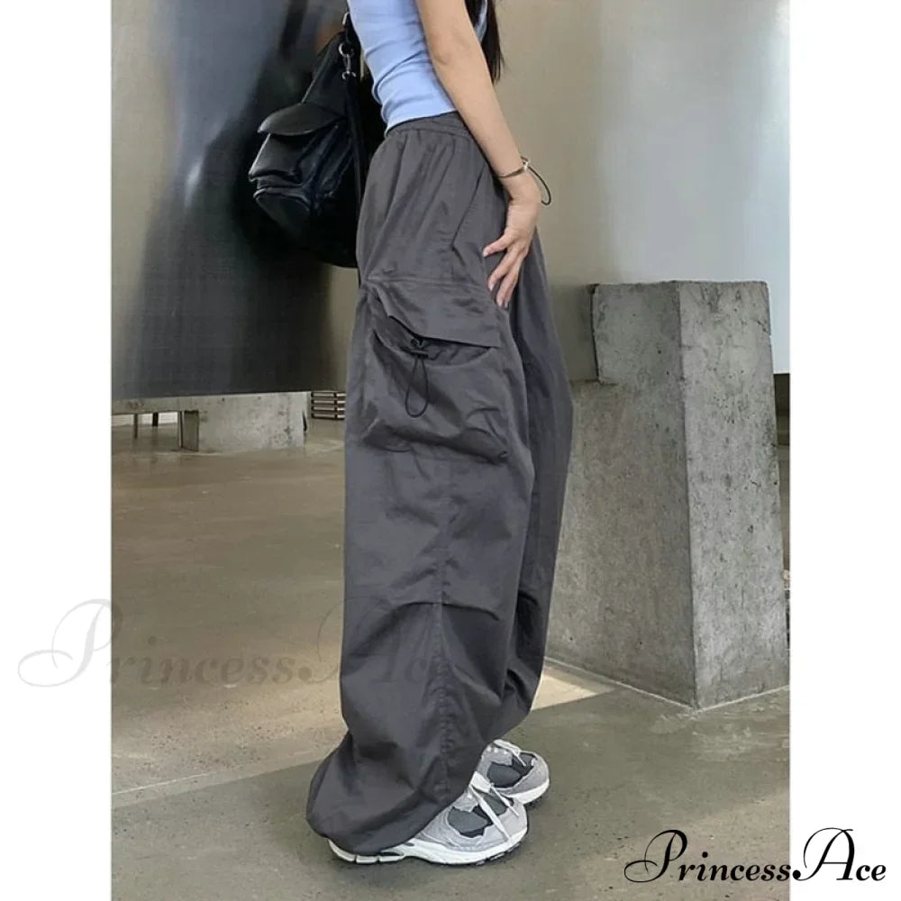 Casual Straight Wide Leg Pockets Joggers Trousers