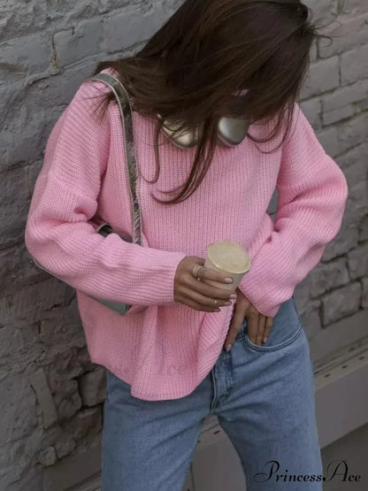 Casual Elegant Striped Cozy Oversize Autumnal Gray Fashionable Sweater