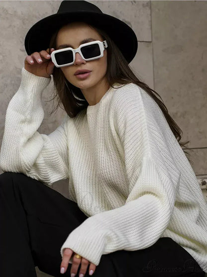 Casual Elegant Striped Cozy Oversize Autumnal Gray Fashionable Sweater