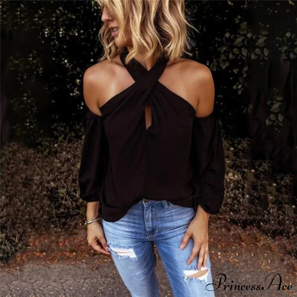 Casual Sexy Solid Color Halter Neck Strapless T-Shirt