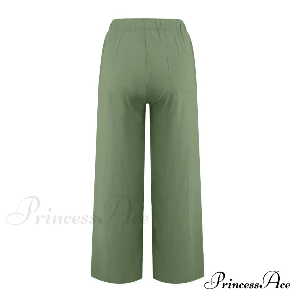 Casual Solid Drawstring Patchwork Low-Waisted Flare Spring Summer Pants