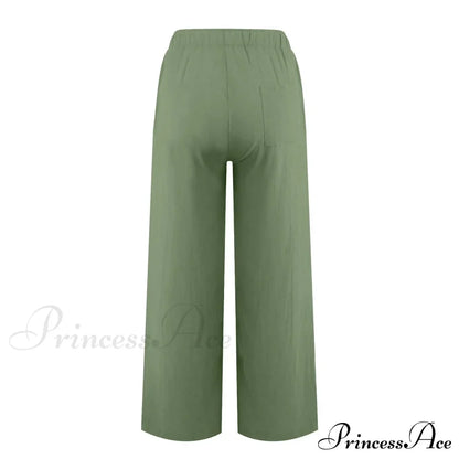 Casual Solid Drawstring Patchwork Low-Waisted Flare Spring Summer Pants
