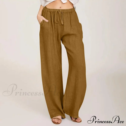 Casual Solid Drawstring Patchwork Low-Waisted Flare Spring Summer Pants