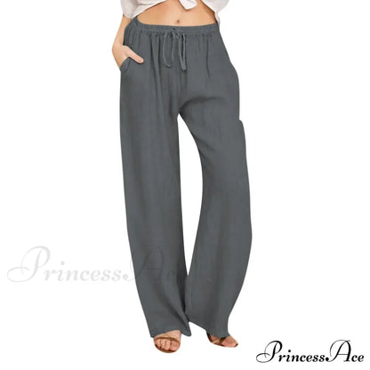 Casual Solid Drawstring Patchwork Low-Waisted Flare Spring Summer Pants