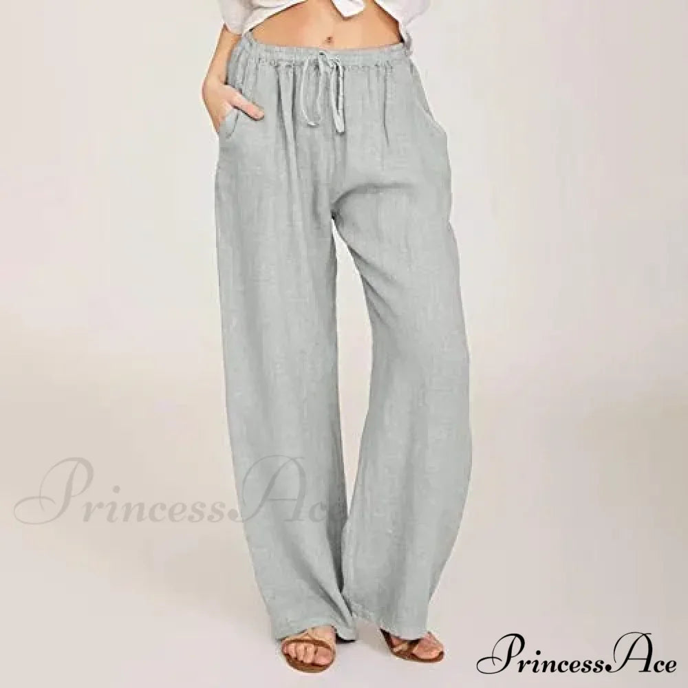 Casual Solid Drawstring Patchwork Low-Waisted Flare Spring Summer Pants