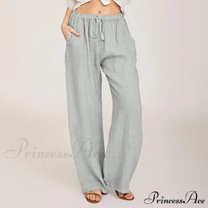 Casual Solid Drawstring Patchwork Low-Waisted Flare Spring Summer Pants