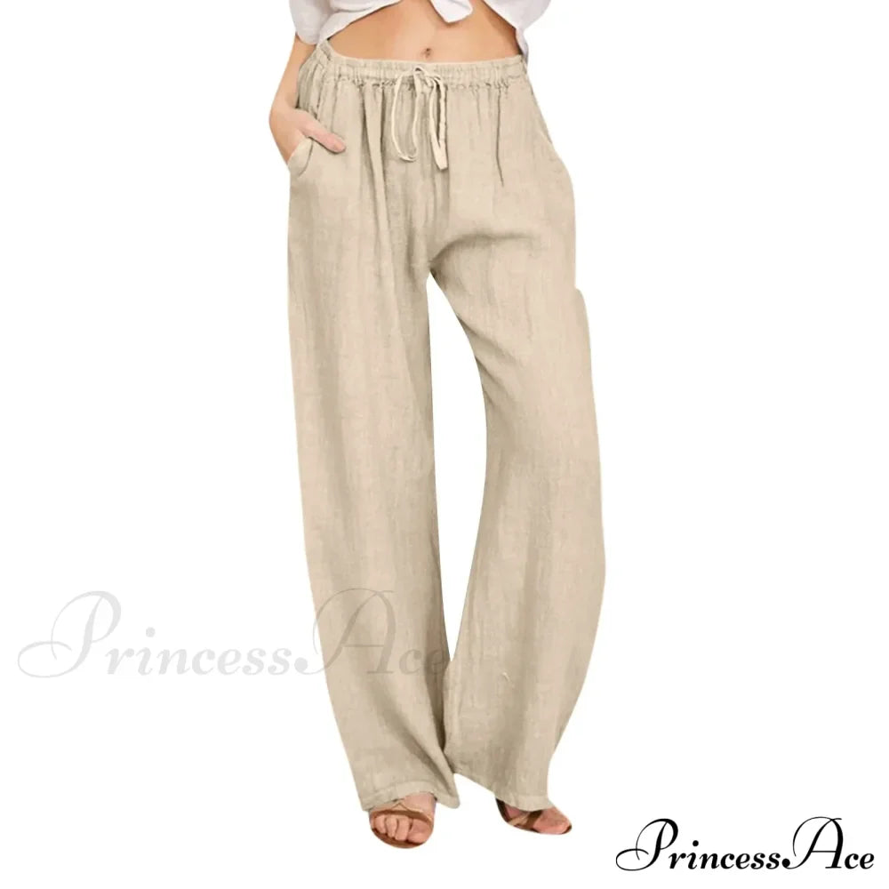 Casual Solid Drawstring Patchwork Low-Waisted Flare Spring Summer Pants