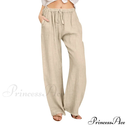 Casual Solid Drawstring Patchwork Low-Waisted Flare Spring Summer Pants