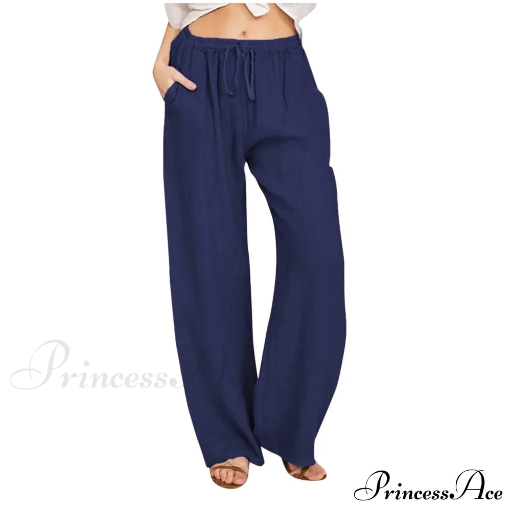 Casual Solid Drawstring Patchwork Low-Waisted Flare Spring Summer Pants
