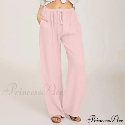 Casual Solid Drawstring Patchwork Low-Waisted Flare Spring Summer Pants