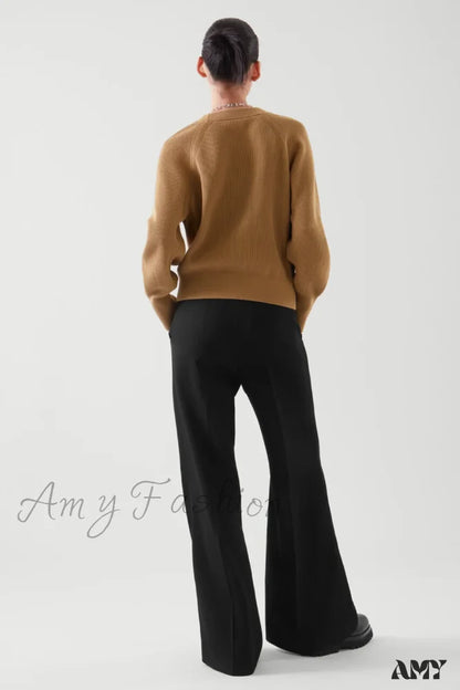 Casual V-neck Ribbed Bat-sleeve Soft Comfortable Cozy Elegant Lightweight Cardigan