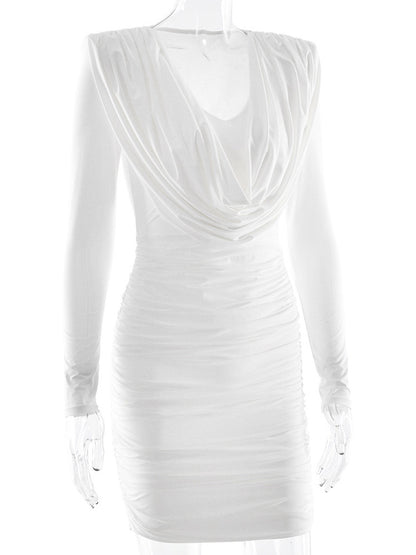 Modern Ruched Mini Dress With Deep V Neck For Women 2026