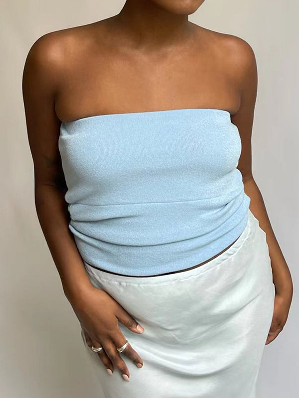 Solid Color Slim Bandeau Top