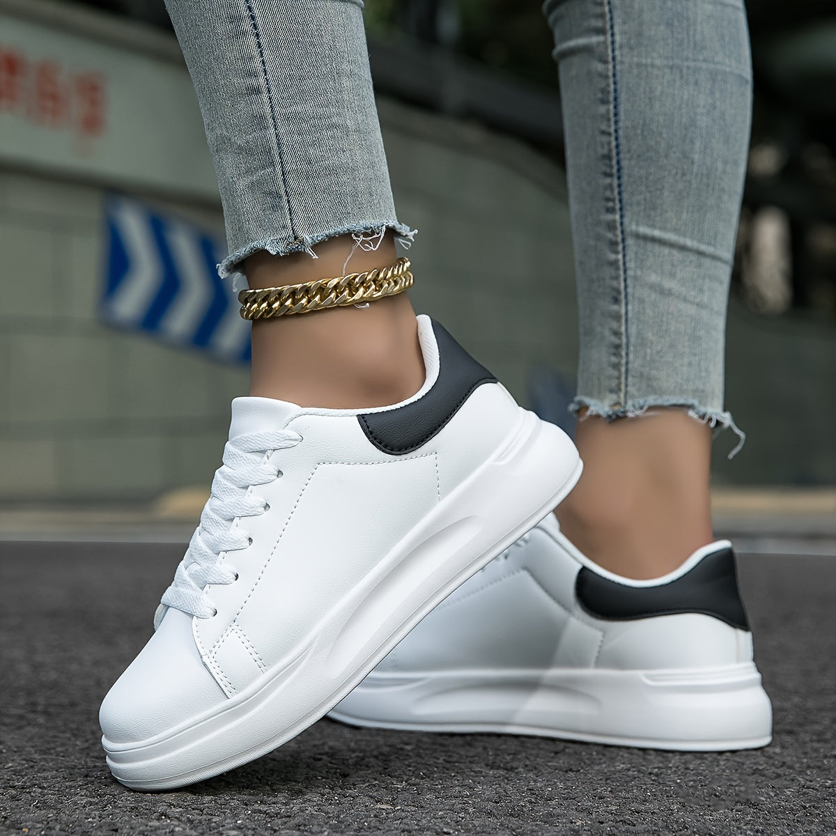 Women's White Textile Lace-Up Sneakers – Orthopedic Casual Comfort Trainers