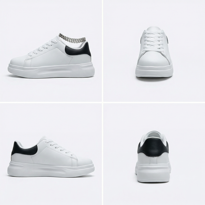 Women's White Textile Lace-Up Sneakers – Orthopedic Casual Comfort Trainers