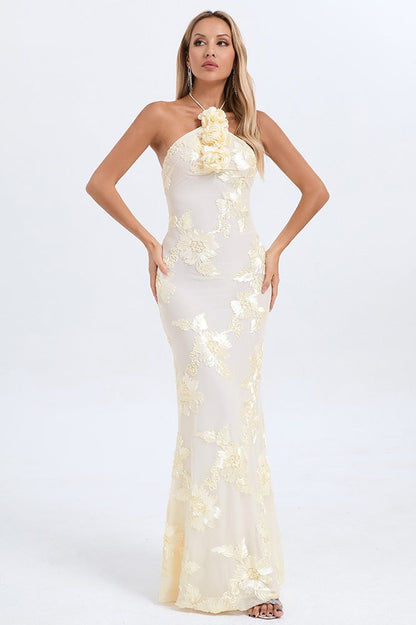 | Floral Foil Print Maxi Dress
