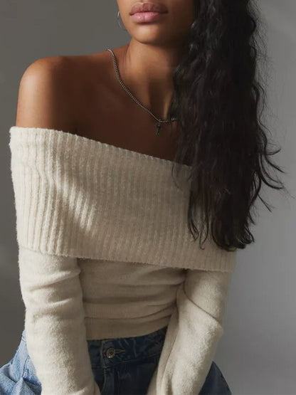 Solid Off Shoulder Sweater