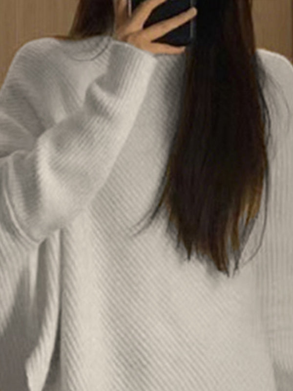 High Neck Irregular Hem Sweater