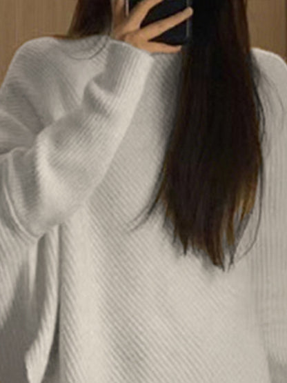 High Neck Irregular Hem Sweater