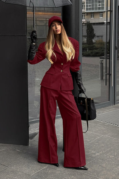 | Polished Lapel Tailored Two Piece Set