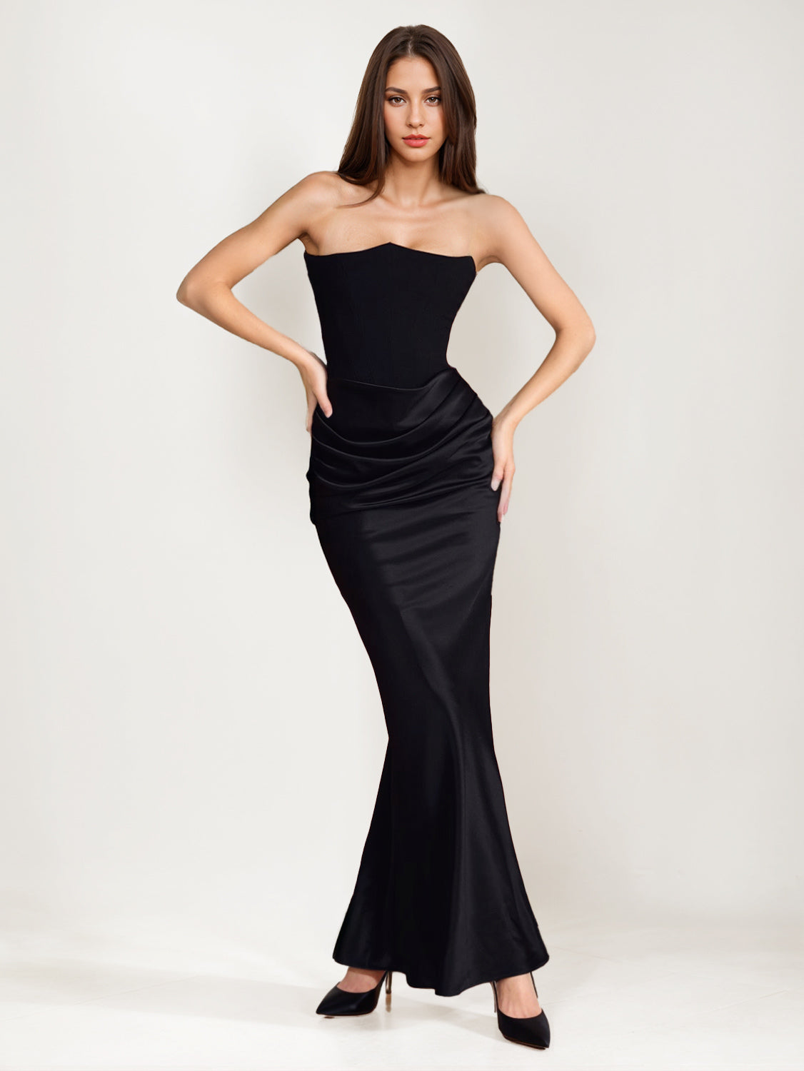 Bodycon Dresses Gray Sleeveless Pleated Chic Strapless Irregular Body-conscious Dress Sheath Dress