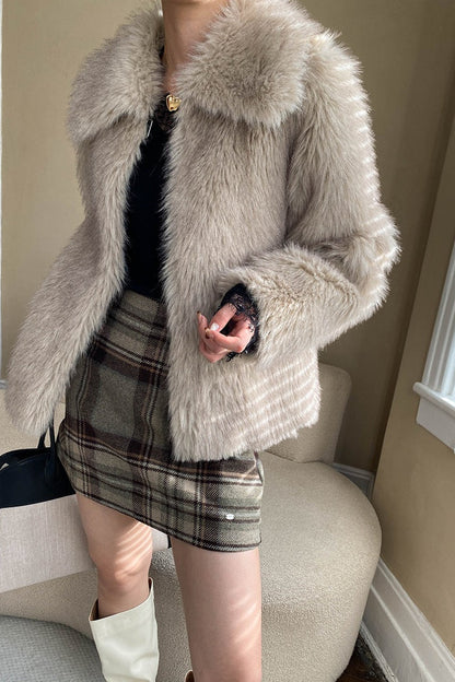 Plaid Color Block High Waist Skirt