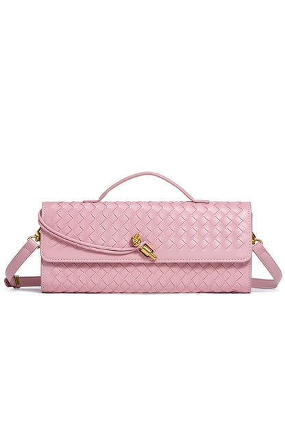 Woven Soft Leather Horizontal Square Accordion Bag