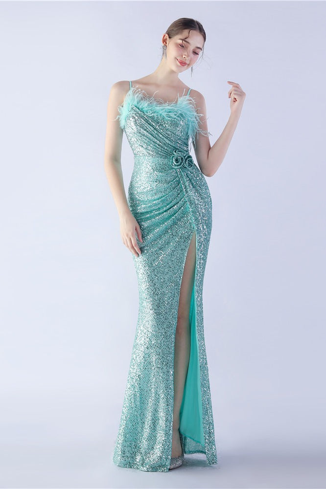 | Feather Embellished Maxi Dress