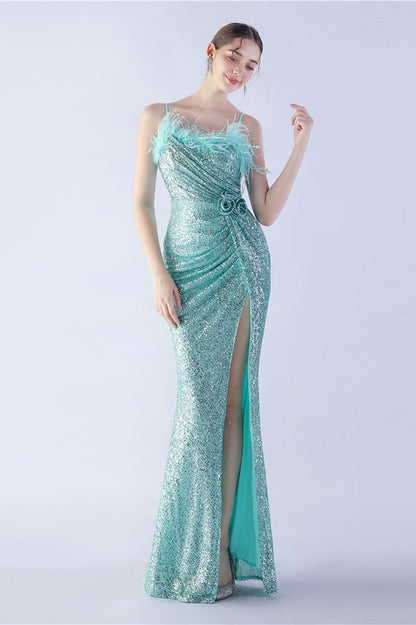 | Feather Embellished Maxi Dress