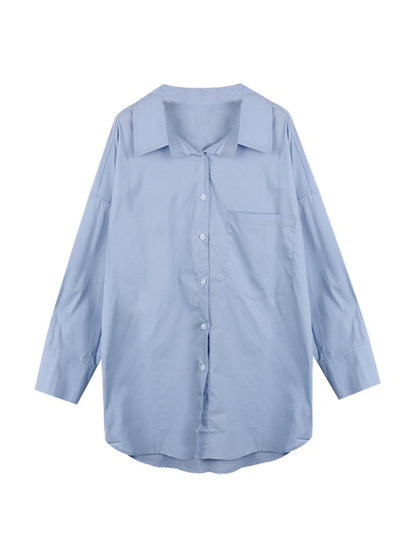 Solid Color Versatile Loose Long Sleeve Blouse