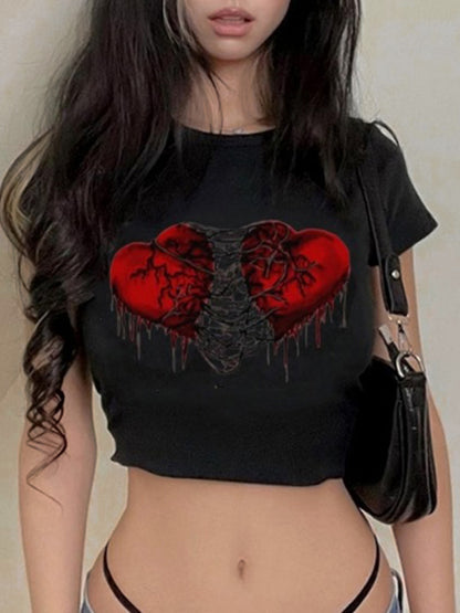 Punk Heart Printed Crop Top