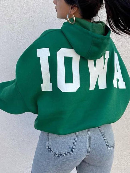 Letter Print Short Oversized Hoodie