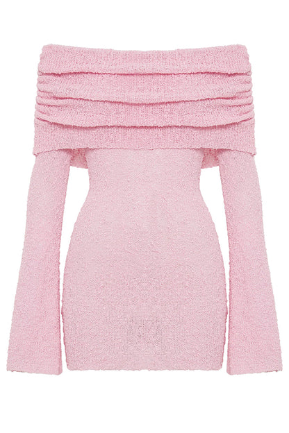 Fashionable and Sexy Off-shoulder Long-sleeved Mini Dress