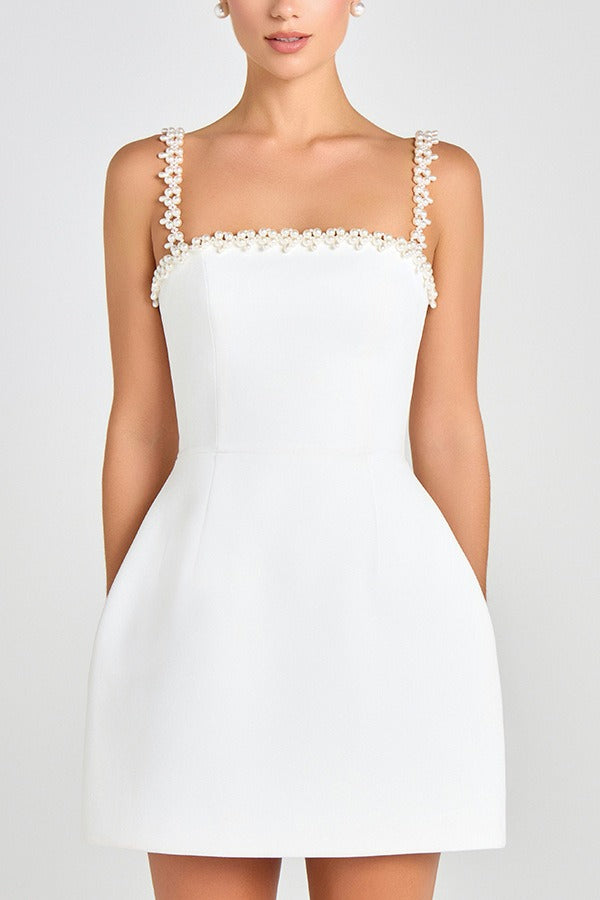 Beaded Solid Color Bodycon Cocktail Dress