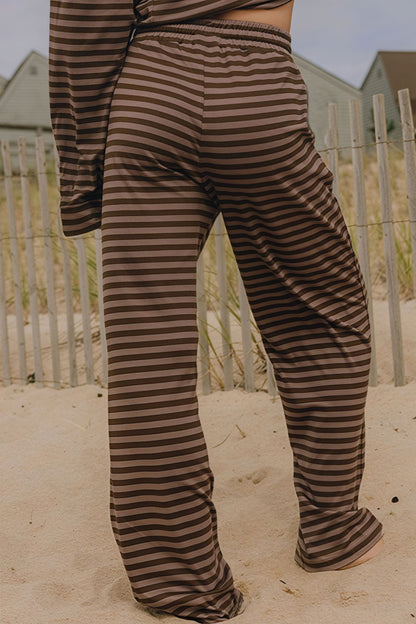 Stripe Crewneck Drawstring Two Piece Set