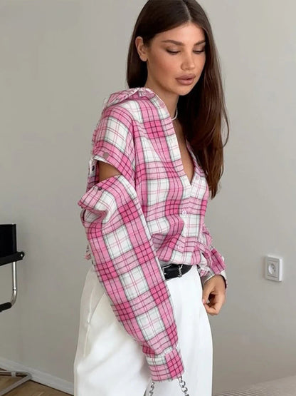 Loose Blue Stripe Cotton Blouse