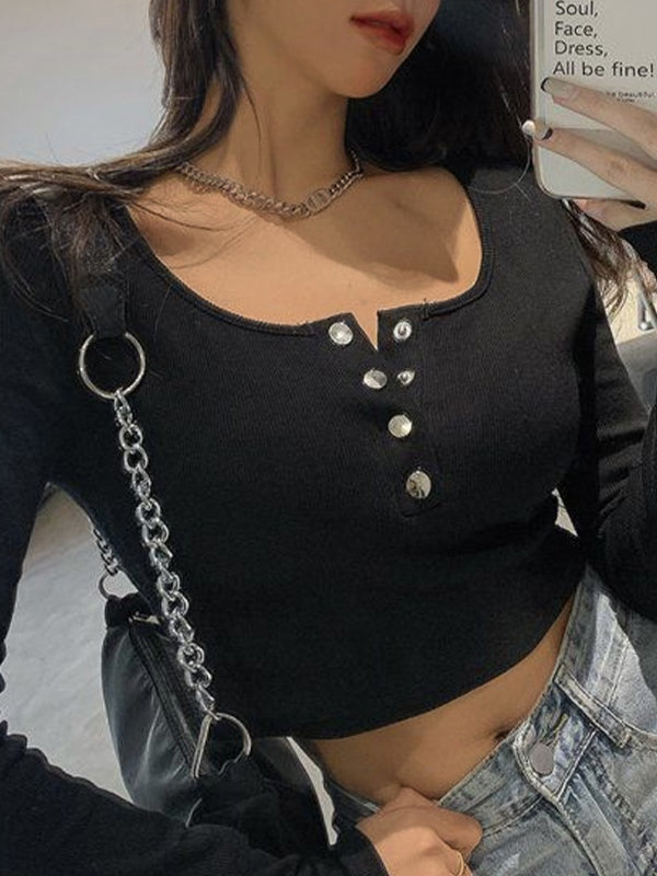 Solid Color Button Up Slim Long Sleeve Shirt