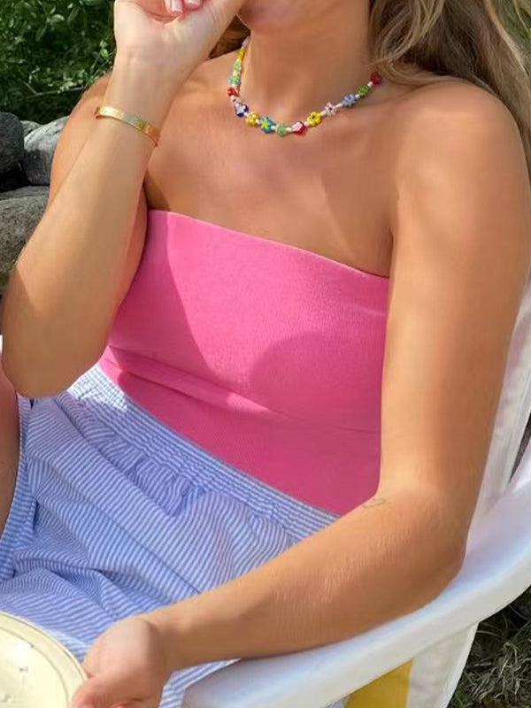 Solid Color Slim Bandeau Top