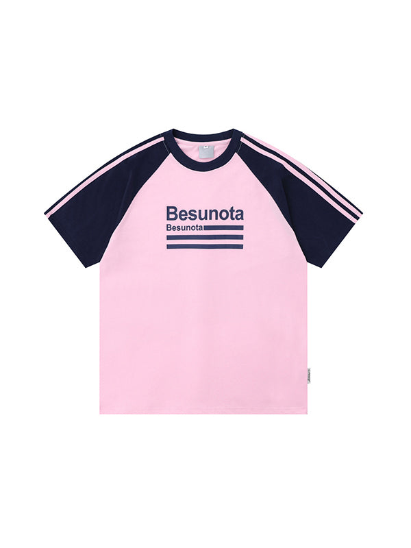 Contrast Stripes Oversized Short Sleeve Tee