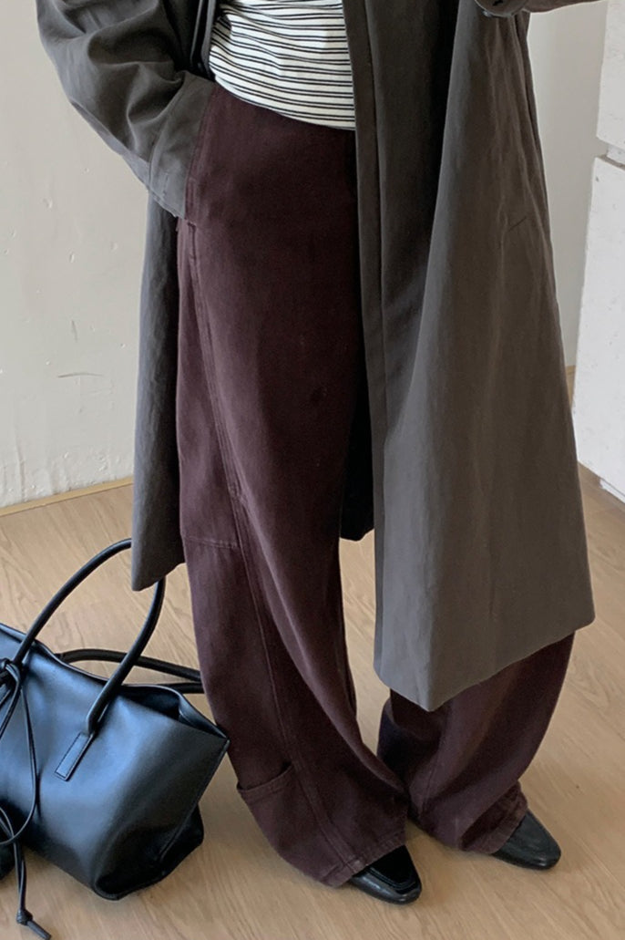 Edgy High Waist Cargo Wide Leg Curved Jeans