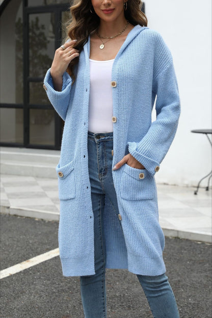 V Neck Solid Color Cardigan