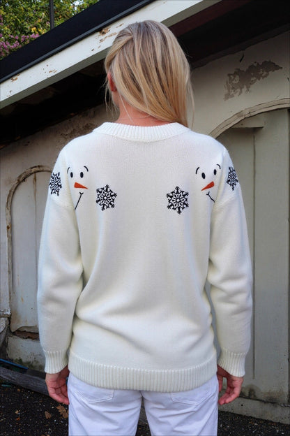 Snowflake Button Knit Cardigan Sweater