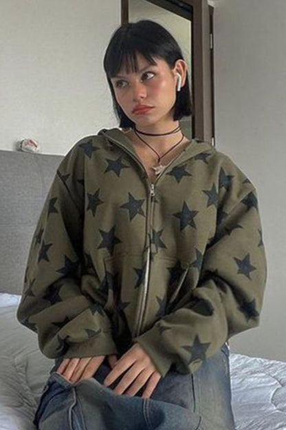 Casual Long Sleeve Zip Hoodie