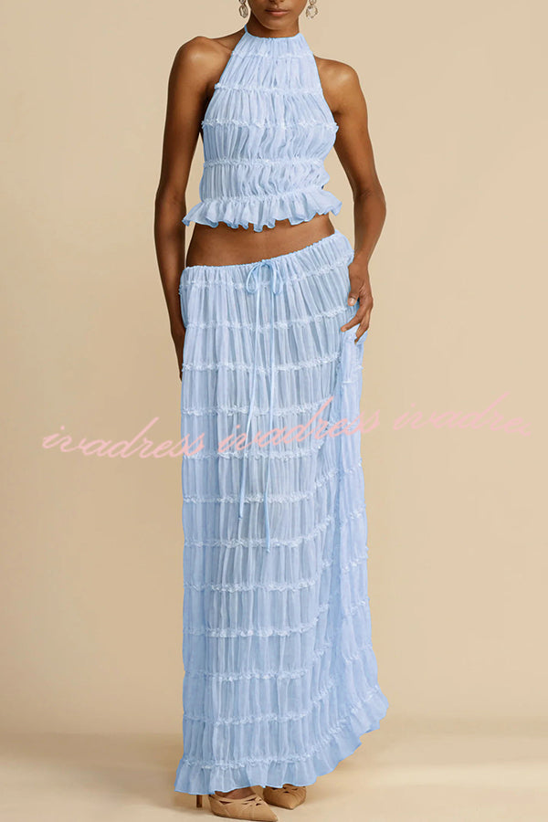 Passion and Romance Pleated Back Elastic Straps Adjustable Halter Tank