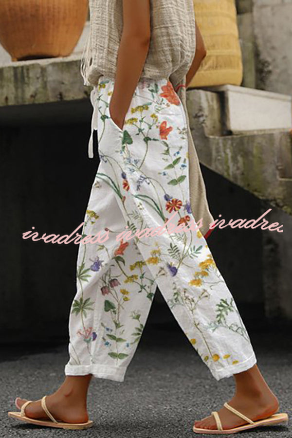 Casual Unique Printed Button Pocket Pants